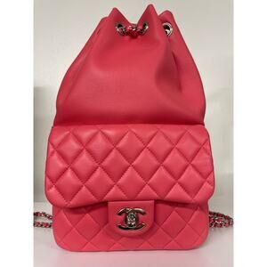 CHANEL Paris-Seoul Leather Quilted Backpack in Coral